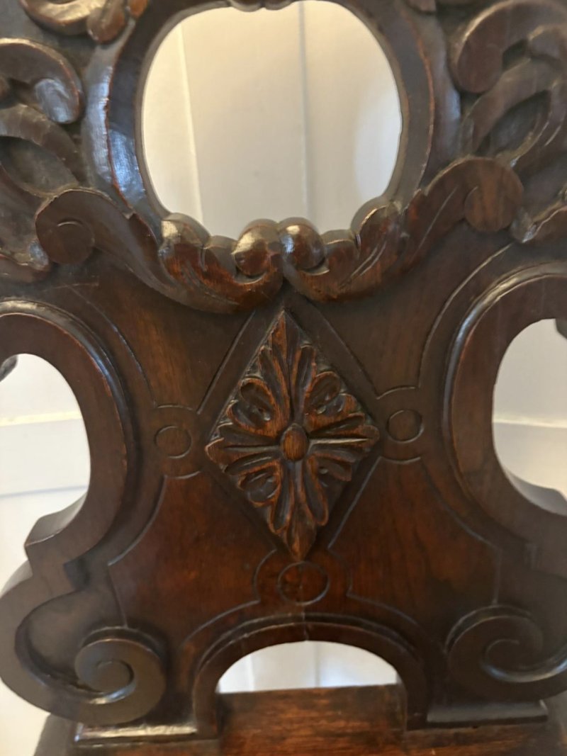 Pair of Antique Victorian Quality Carved Oak Hall Chairs - Image 13